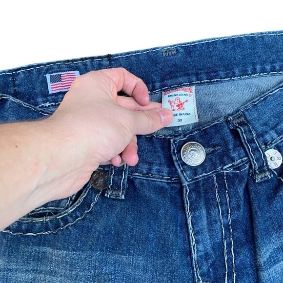 VINTAGE True Religion Jeans Size 32 RICKY BIG T Gray Stitch - Picture 4 of 9